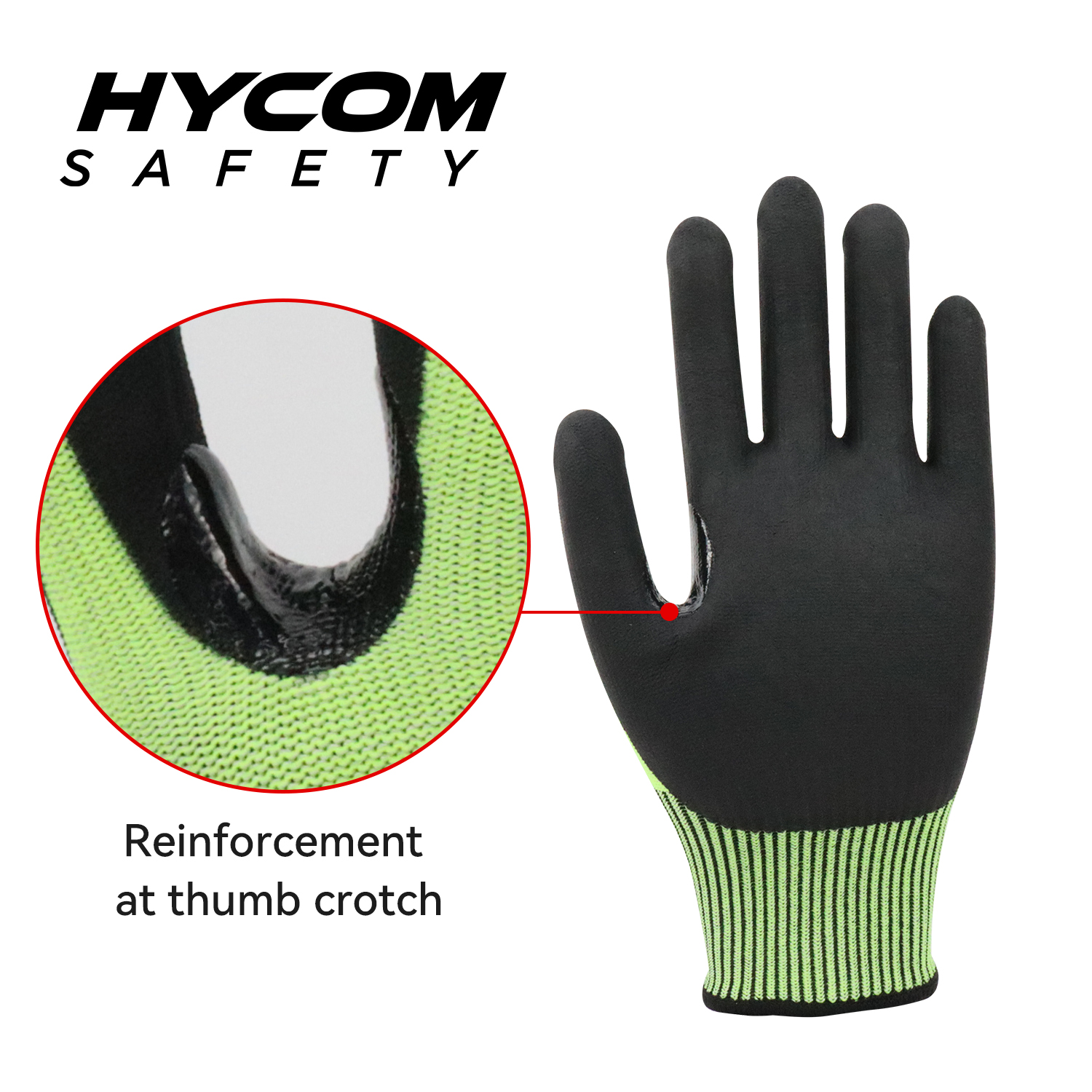 HYCOM 13G ANSI 5 Cut Resistant Glove with Palm Foam nitrile Coating PPE Gloves