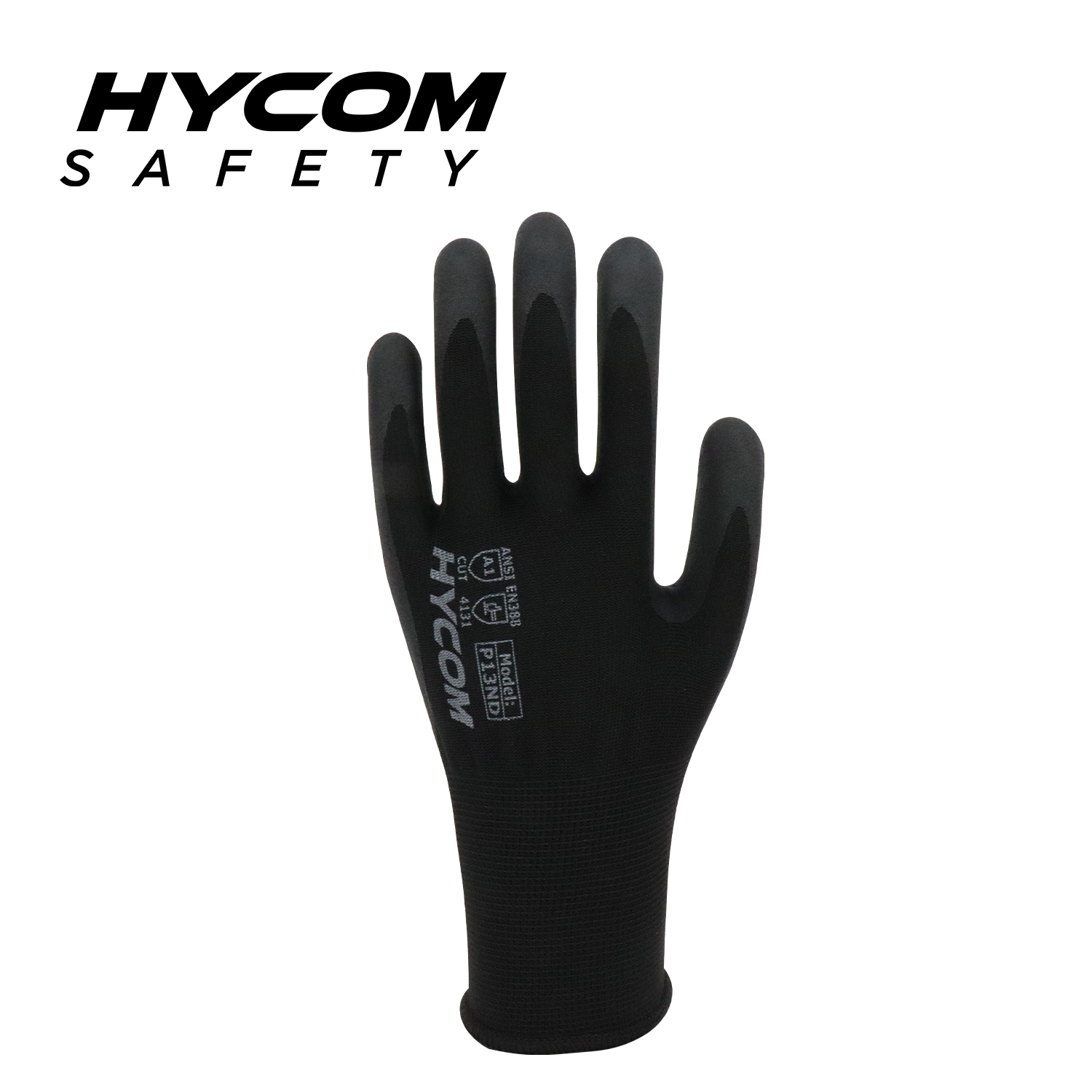 HYCOM 13G Polyester Glove with Palm Sandy Nitrile Coating Plus Nitrile Dotts Work Gloves