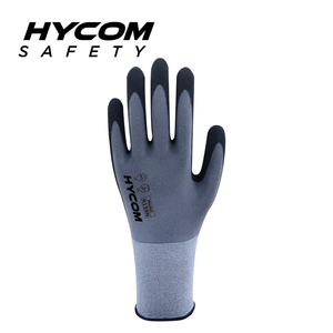HYCOM 15G Fine Guage Nylon Spandex Glove with Palm Sandy Nitrile Coating Screen Touch Work Glove