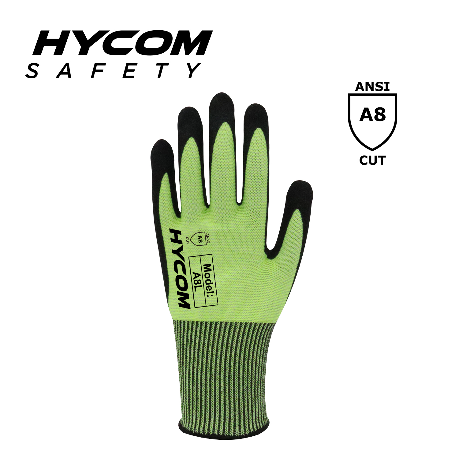 HYCOM 13G ANSI 8 Cut Resistant Glove with Palm Nitrile Coating PPE Gloves