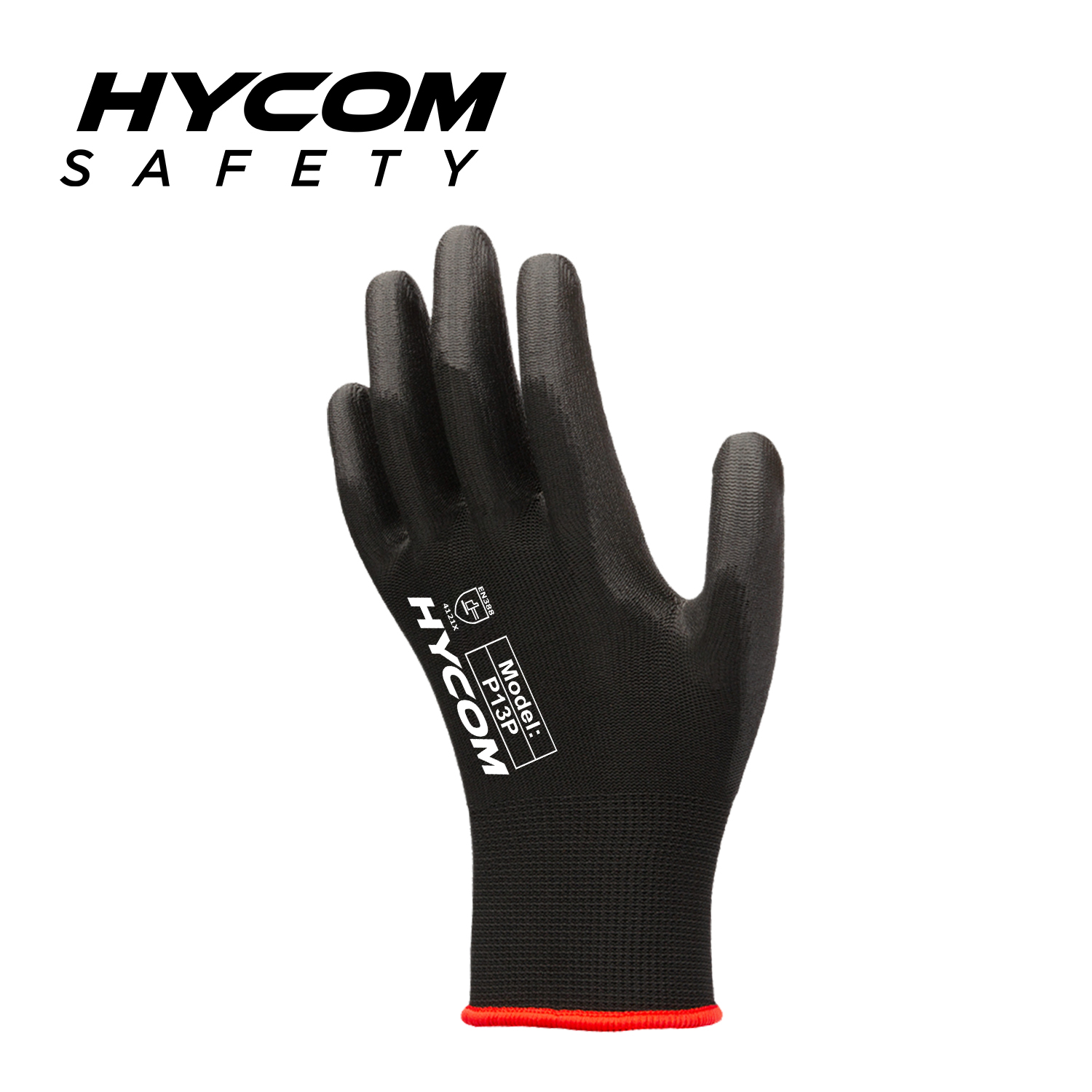 HYCOM 13G Polyester work glove with palm polyurethane coating
