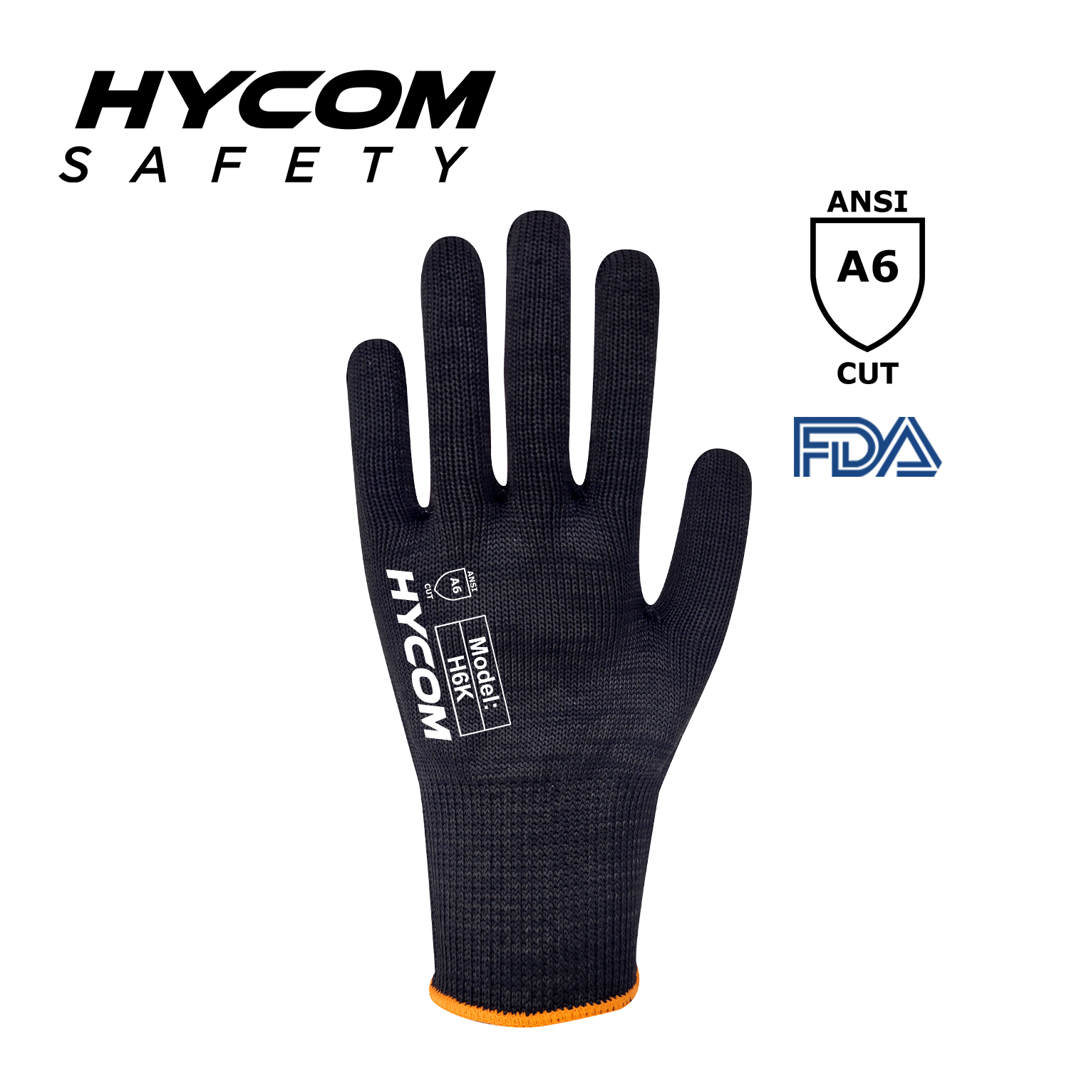 HYCOM 10G ANSI 6 Cut Resistant Glove FDA Food Contact Directly PPE Gloves