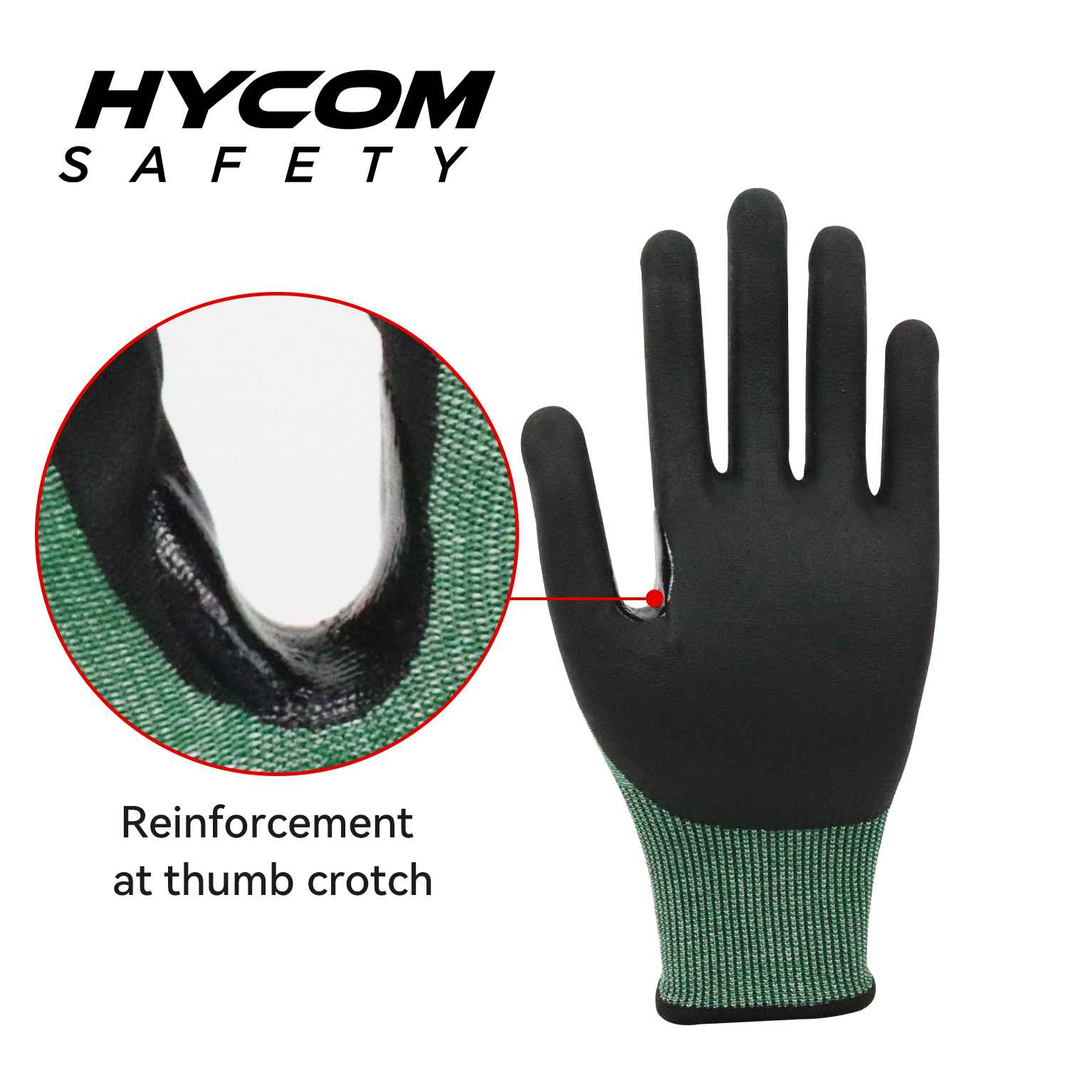 HYCOM 18G ANSI 4 Cut Resistant Glove with Palm Nitrile Coating Super Thiner Coating: Sandy Nitrile
