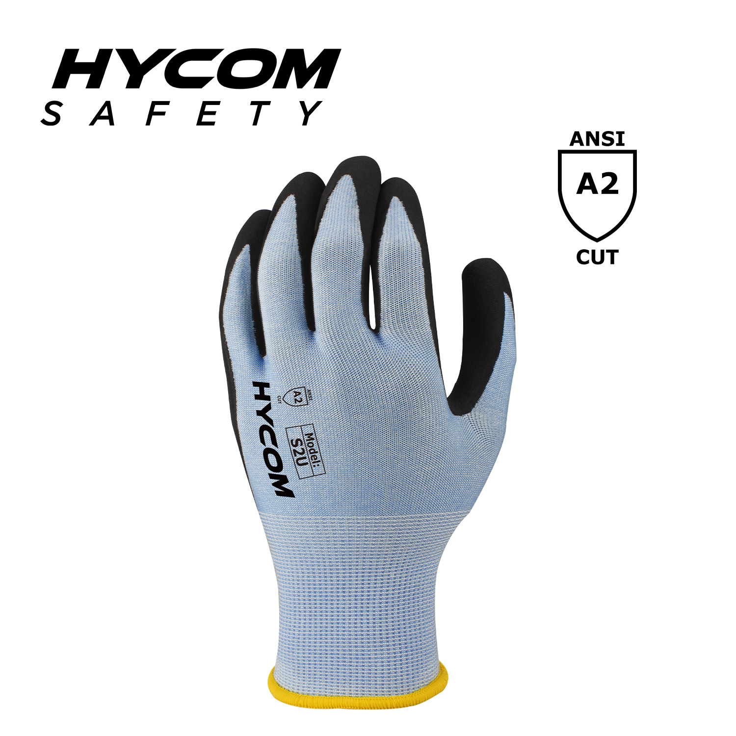 HYCOM 18G ANSI 2 Cut Resistant Glove with Palm Nitrile Coating Super Thiner Work Gloves