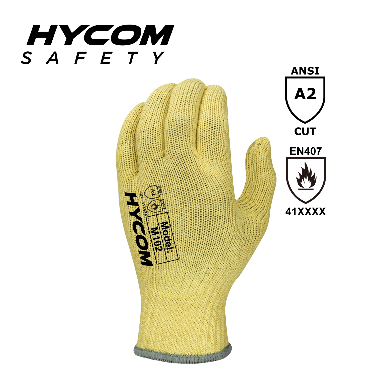 HYCOM 10G aramid flame retardant glove with ANSI 2 cut level palm PVC dotts work glove