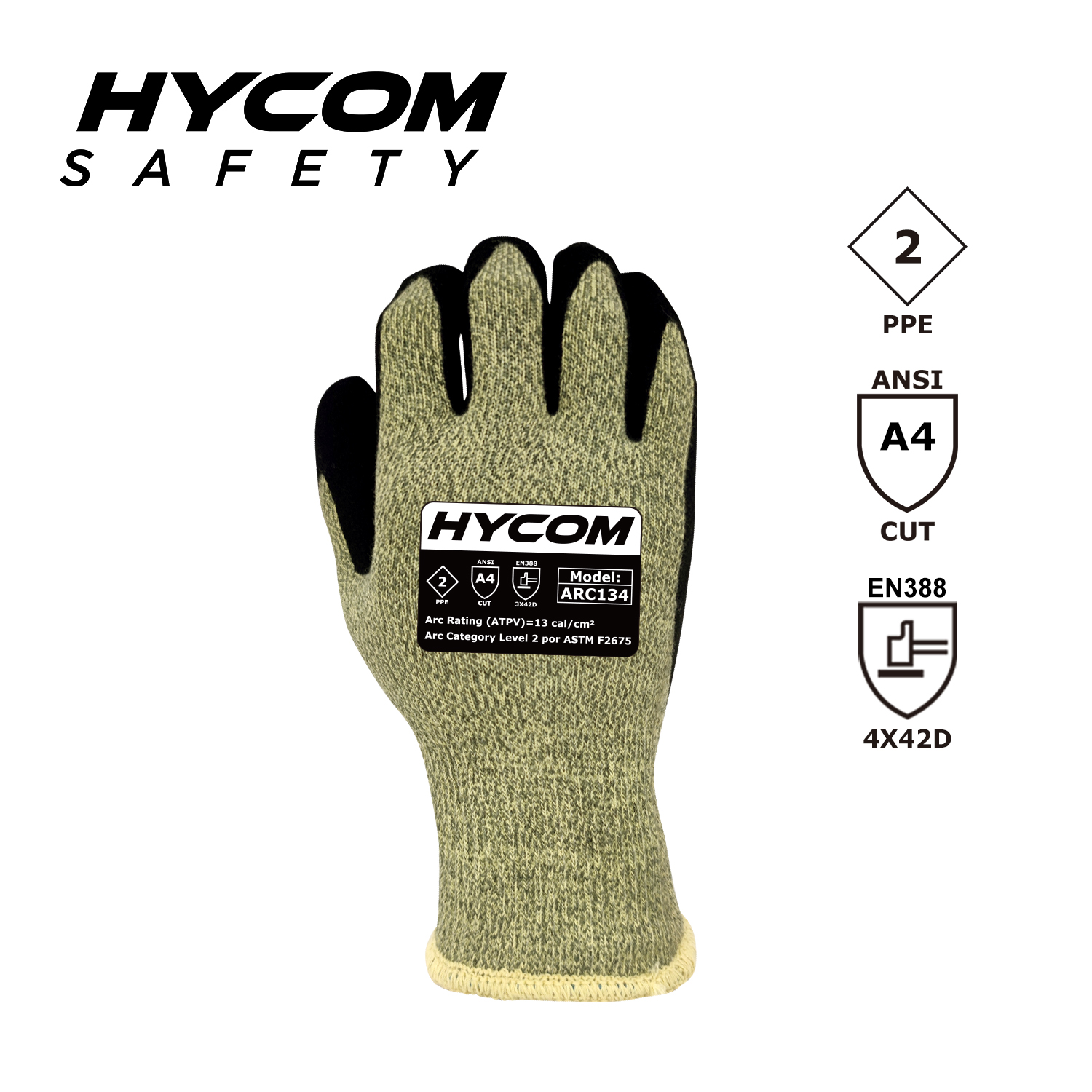 HYCOM Arc Flash Cut Resistant Aramid Glove with Neoprene Coating ATPV 13cal/cm² ppe Gloves