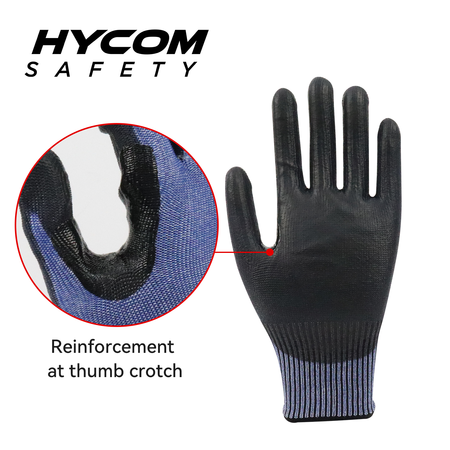 HYCOM 13G ANSI 4cut Resistant Glove with Palm Polyurethane Coating