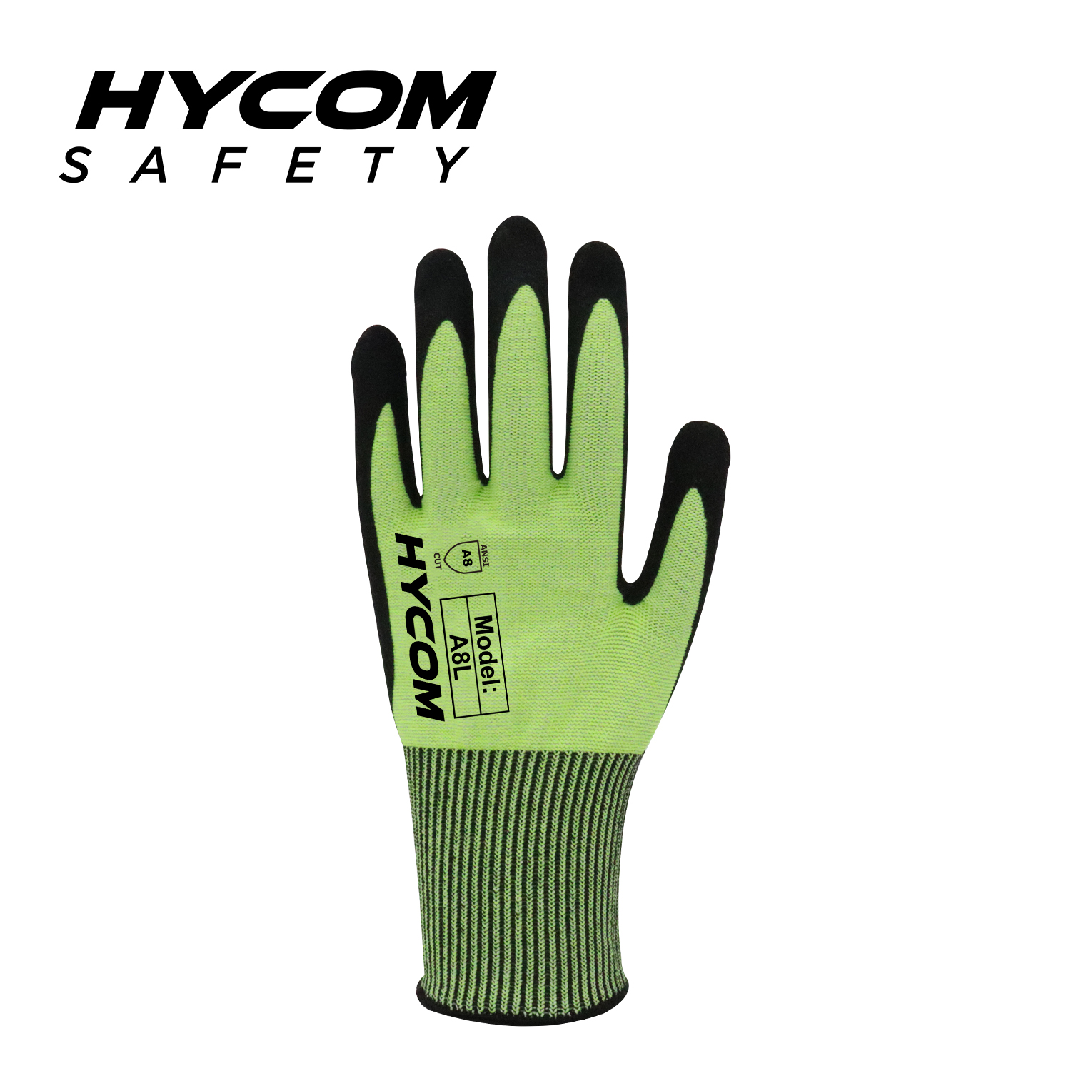 HYCOM 13G ANSI 8 Cut Resistant Glove with Palm Nitrile Coating High Cut Grade PPE Gloves for Industry