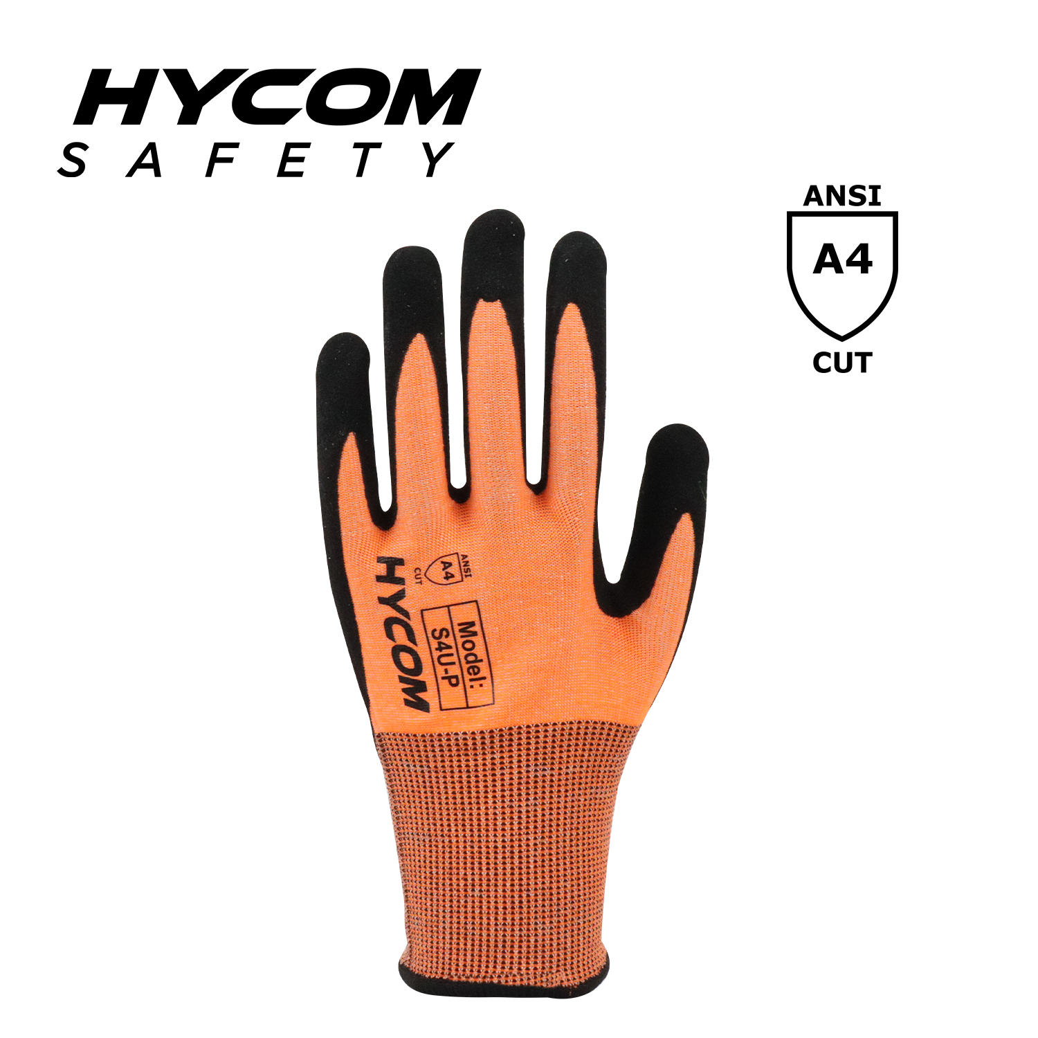 HYCOM 18G ANSI 4 Cut Resistant Glove Recycled Yarn with Palm Sandy Nitrile Coating Ppe Gloves