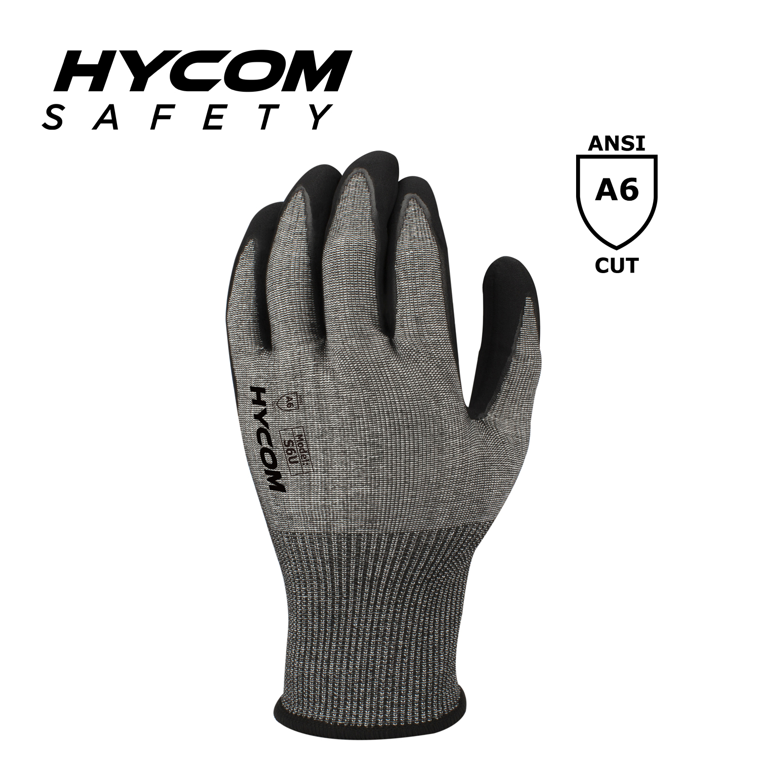 HYCOM 18G ANSI 6 Cut Resistant Glove with Palm Foam Nitrile Coating PPE Gloves