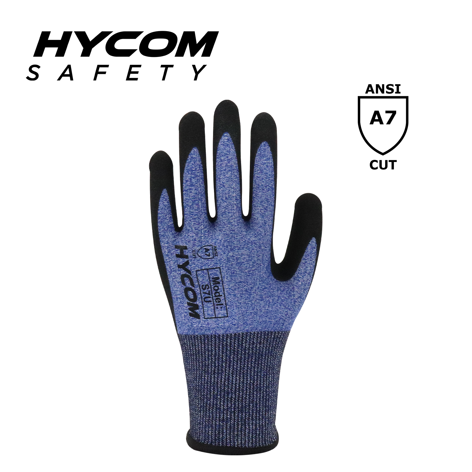 HYCOM 18G ANSI 7 Cut Resistant Glove with Palm Foam Nitrile Coating PPE Gloves