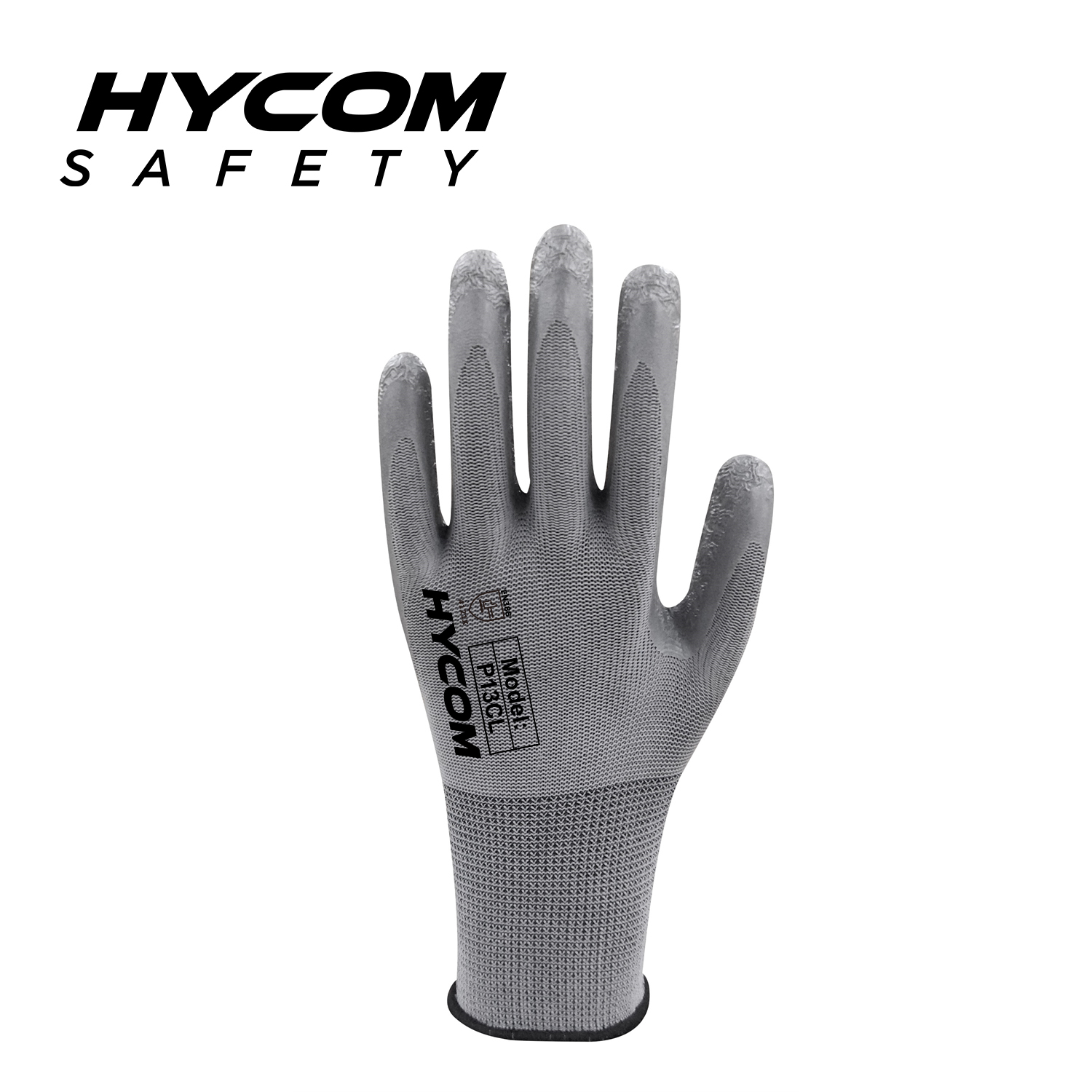 HYCOM 13G Polyester Work Glove with Palm Crinkle Latex Coating Super Grip 