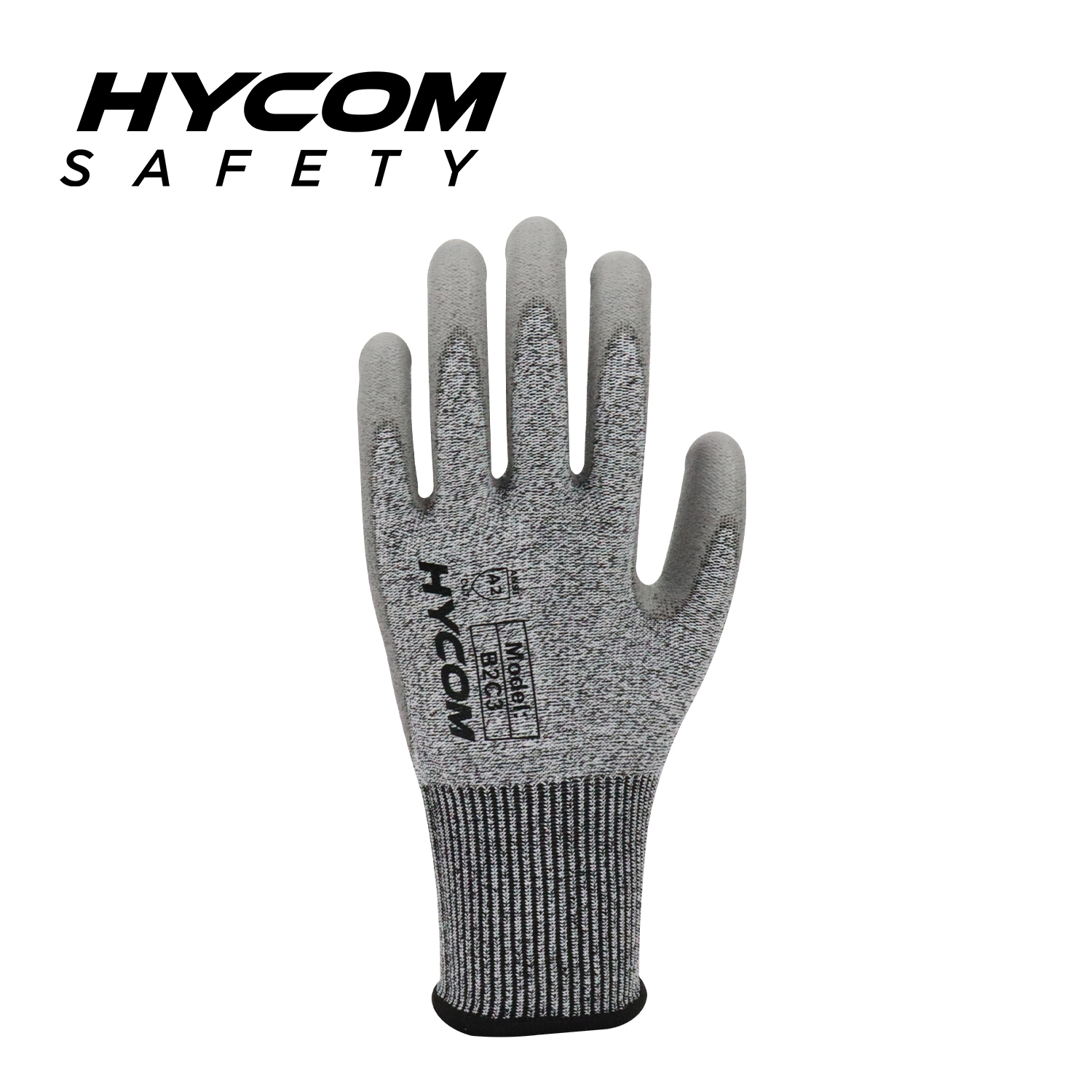 HYCOM 13G ANSI 2 Cut level 3 Cut Resistant Glove with Palm Polyurethane Coating PPE Gloves
